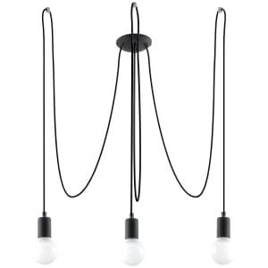 Sollux Κρεμαστό φωτιστικό Edison 3,μαύρο,3xE27/60w