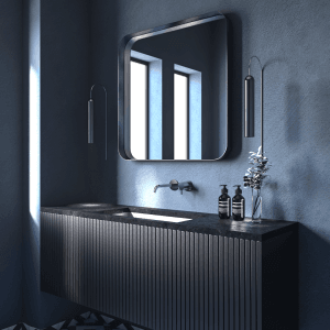 Καθρέπτης Iron Curved 80x80,χάλυβας λάμα 6εκ.,Φωτισμός Led