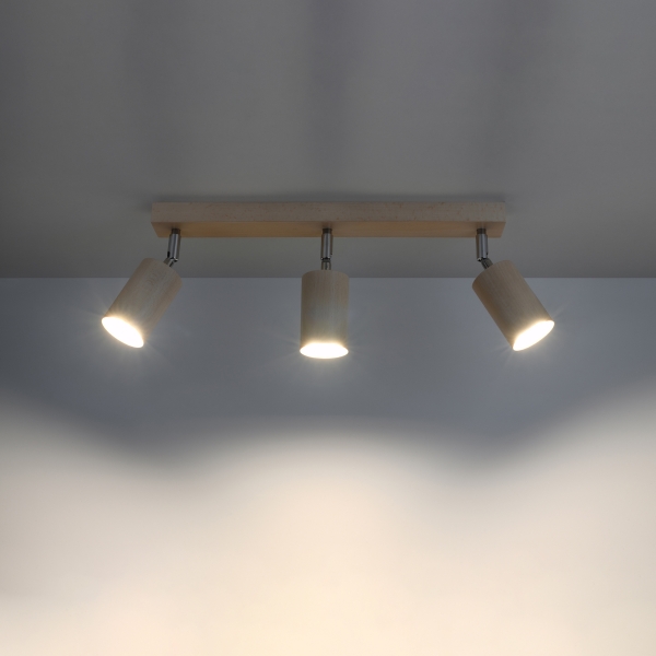 Sollux Φωτιστικό οροφής Berg 3,ξύλο,3xGU10/40w - Image 4