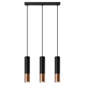 Sollux Κρεμαστό φωτιστικό Loopez 3,ατσάλι,3xGU10/40w,μαύρο,χαλκού