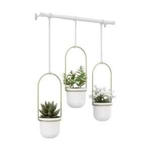Σετ 3 κρεμαστά κασπώ Umbra Triflora Brass Planter 1011748-524