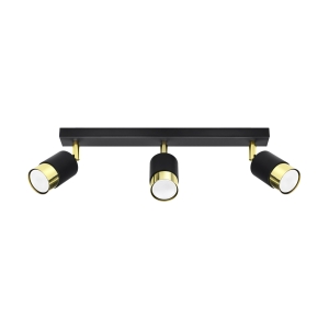 Sollux Φωτιστικό οροφής Nero 3,ατσάλι,3xGU10/40w,μαύρο,χρυσό