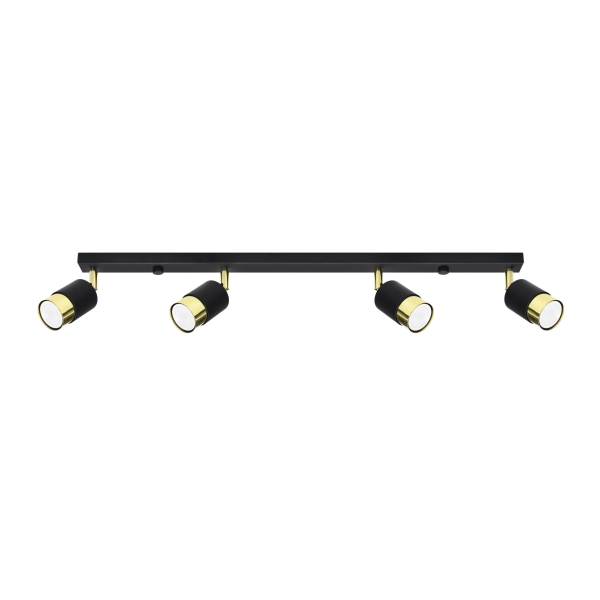 Sollux Φωτιστικό οροφής Nero 4,ατσάλι,4xGU10/40w,μαύρο,χρυσό