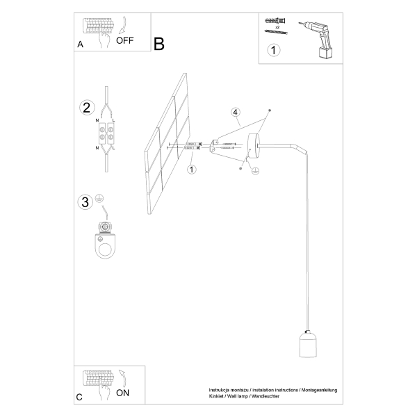 Sollux Φωτιστικό τοίχου Neso 1,1xE27/15w, Χρώμα γκρι/μαύρο - Image 7