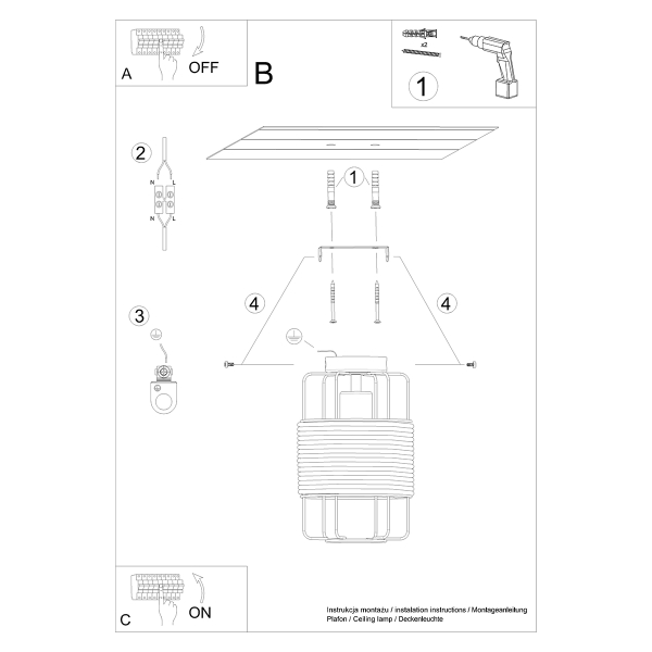Sollux Κρεμαστό φωτιστικό Gizur 1,1xE27/15w, Χρώμα μαύρο - Image 6
