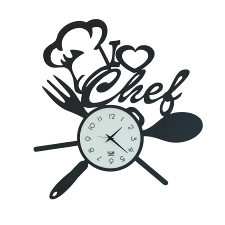 Ρολόι τοίχου I love chef, χάλυβας & γυαλί, Arti e Mestieri