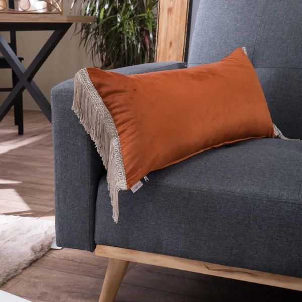 Βελούδινη Μαξιλαροθήκη Velvet 05 Με Κρόσι (30x60cm)  της Teoran