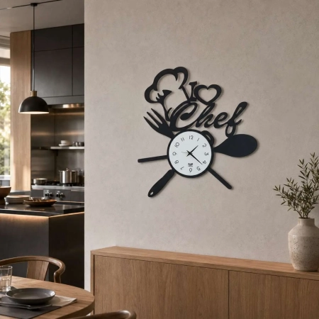 Ρολόι τοίχου I love chef, χάλυβας & γυαλί, Arti e Mestieri