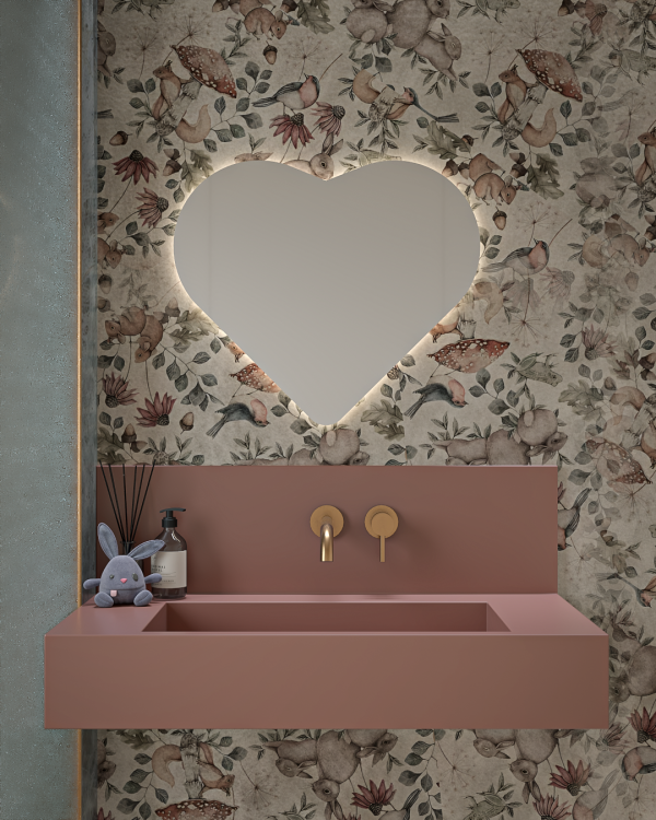 Καθρέπτης τοίχου Heart 65x55εκ. με φωτισμό Led - Image 3