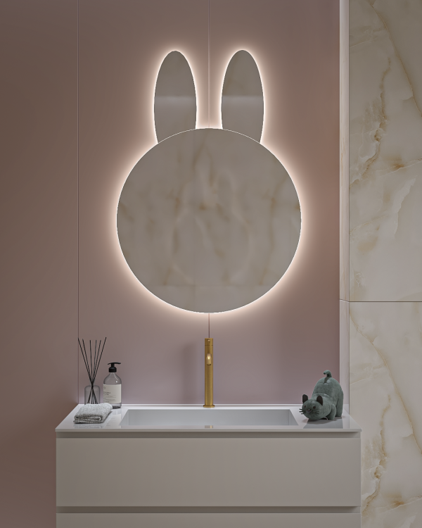Παιδικός Καθρέπτης τοίχου Rabbit 70x100εκ. με φωτισμό Led - Image 4