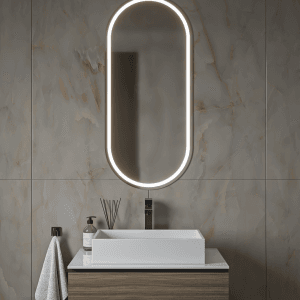 Καθρέπτης τοίχου Semi Oval Mat 45x100 με κρυφό φωτισμό Led