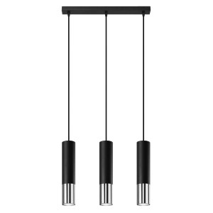 Sollux Κρεμαστό φωτιστικό Loopez 3,ατσάλι,3xGU10/40w,μαύρο,χρωμίου