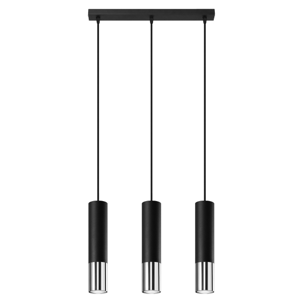 Sollux Κρεμαστό φωτιστικό Loopez 3,ατσάλι,3xGU10/40w,μαύρο,χρωμίου