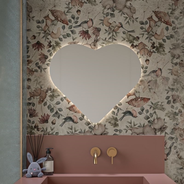 Καθρέπτης τοίχου Heart 65x55εκ. με φωτισμό Led