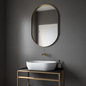 Καθρέπτης τοίχου Iron Semi Oval 60x90,λάμα χάλυβα 3εκ.