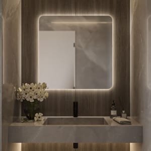 Καθρέπτης τοίχου Curved 80x80 της Project Mirrors με φωτισμό Led