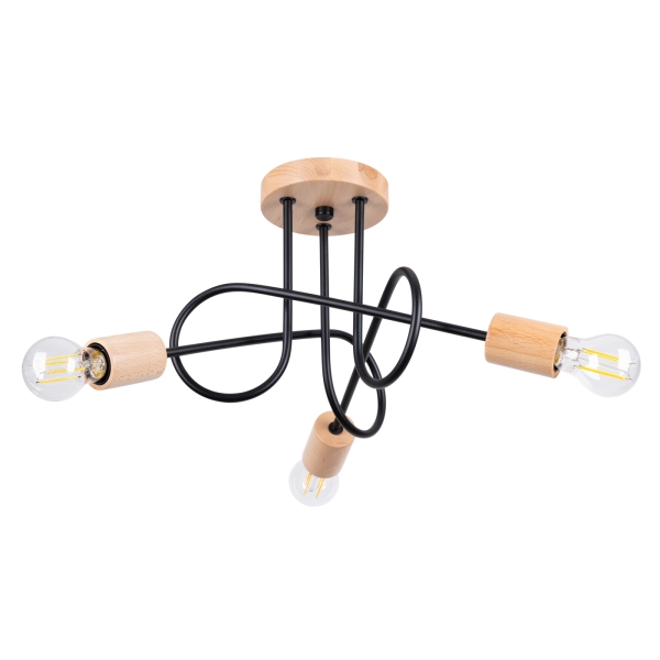 Φωτιστικό οροφής EMBER 3 /χάλυβας/ξύλο/3xmax 15W LED