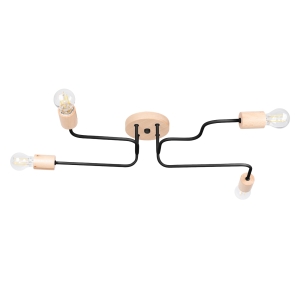 Φωτιστικό οροφής TIMBO 4 μαύρο/χάλυβας/ξύλο/4xmax 15W LED