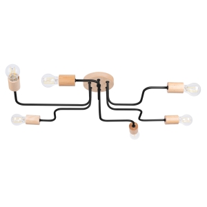 Φωτιστικό οροφής TIMBO 6 μαύρο/χάλυβας/ξύλο/6xmax 15W LED
