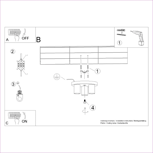 Φωτιστικό οροφής LAGOS 3P μαύρο ατσάλι/3xmax 10W LED