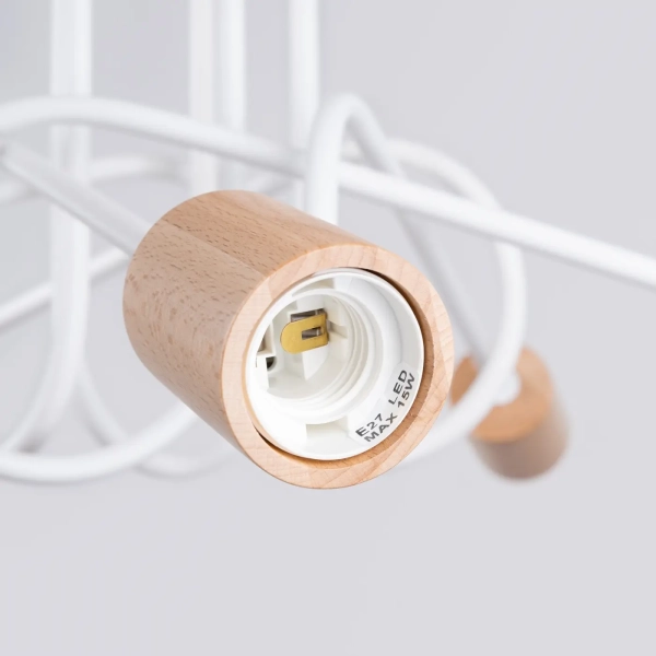 Φωτιστικό οροφής EMBER 5 λευκό,χάλυβας/ξύλο/5xmax 15W LED - Image 4