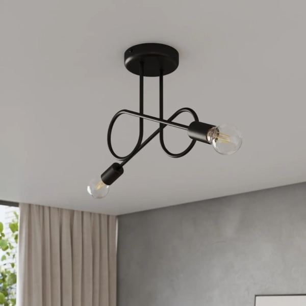 Φωτιστικό οροφής LOOP 2 μαύρο ατσάλι/2xmax 15W LED