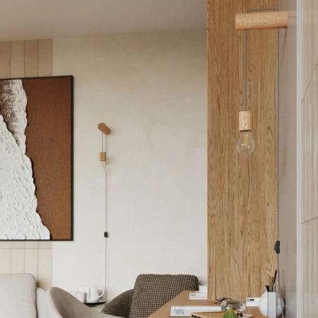 Φωτιστικό τοίχου NIMBI E27 με διακόπτη/ξύλο/1xmax 15W LED