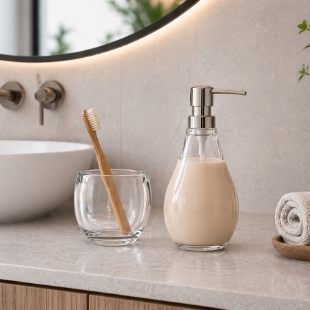 Σετ Μπάνιου Διάφανο Ποτήρι & Αντλία Σαπουνιού Umbra Droplet