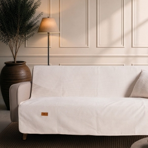Ριχτάρι Αντιολισθητικό Αδιάβροχο Pearl  01 Ivory - Τριθέσιο 180x300cm